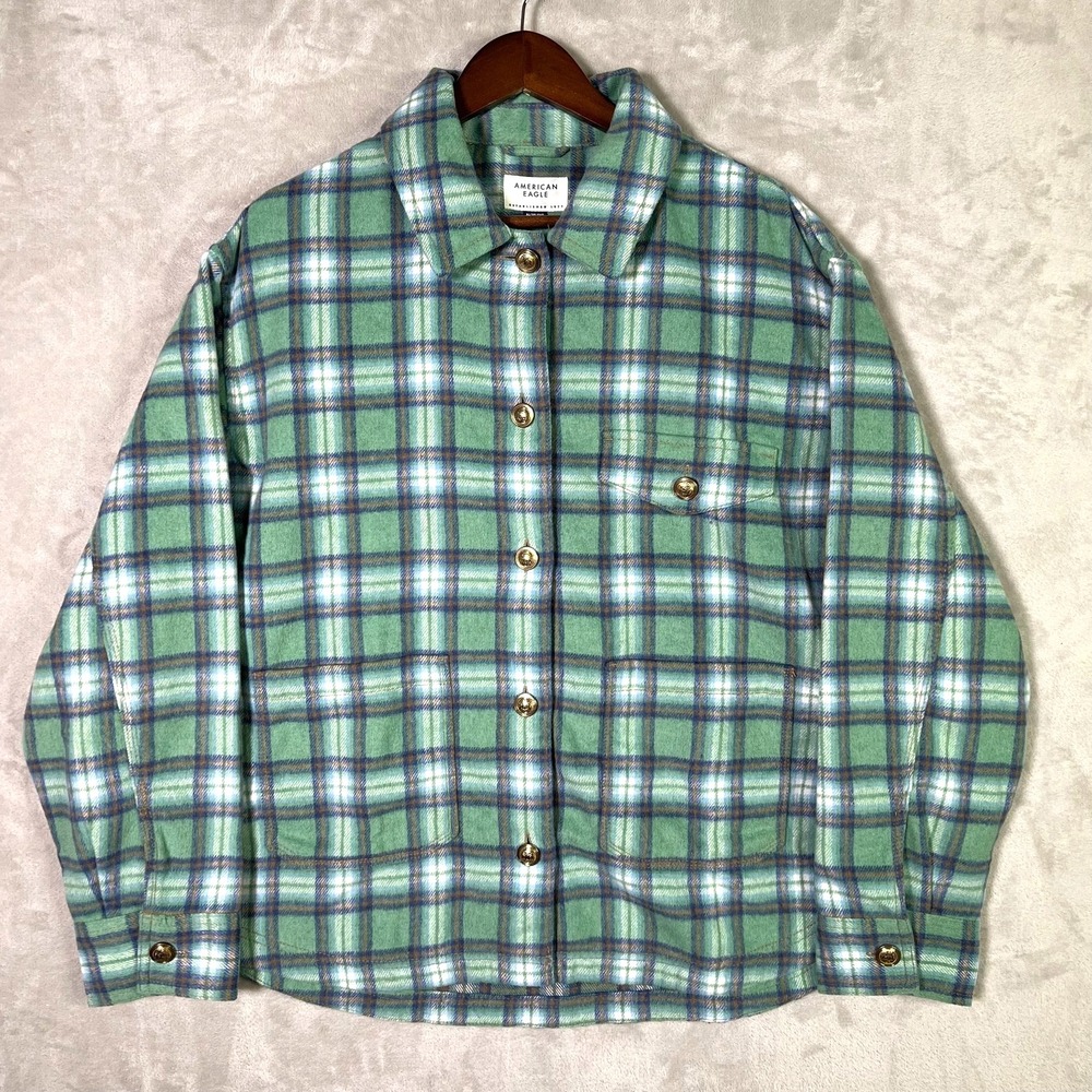 American Eagle Shirt Jacket Womens XL Flannel Shacket Plaid Oversized